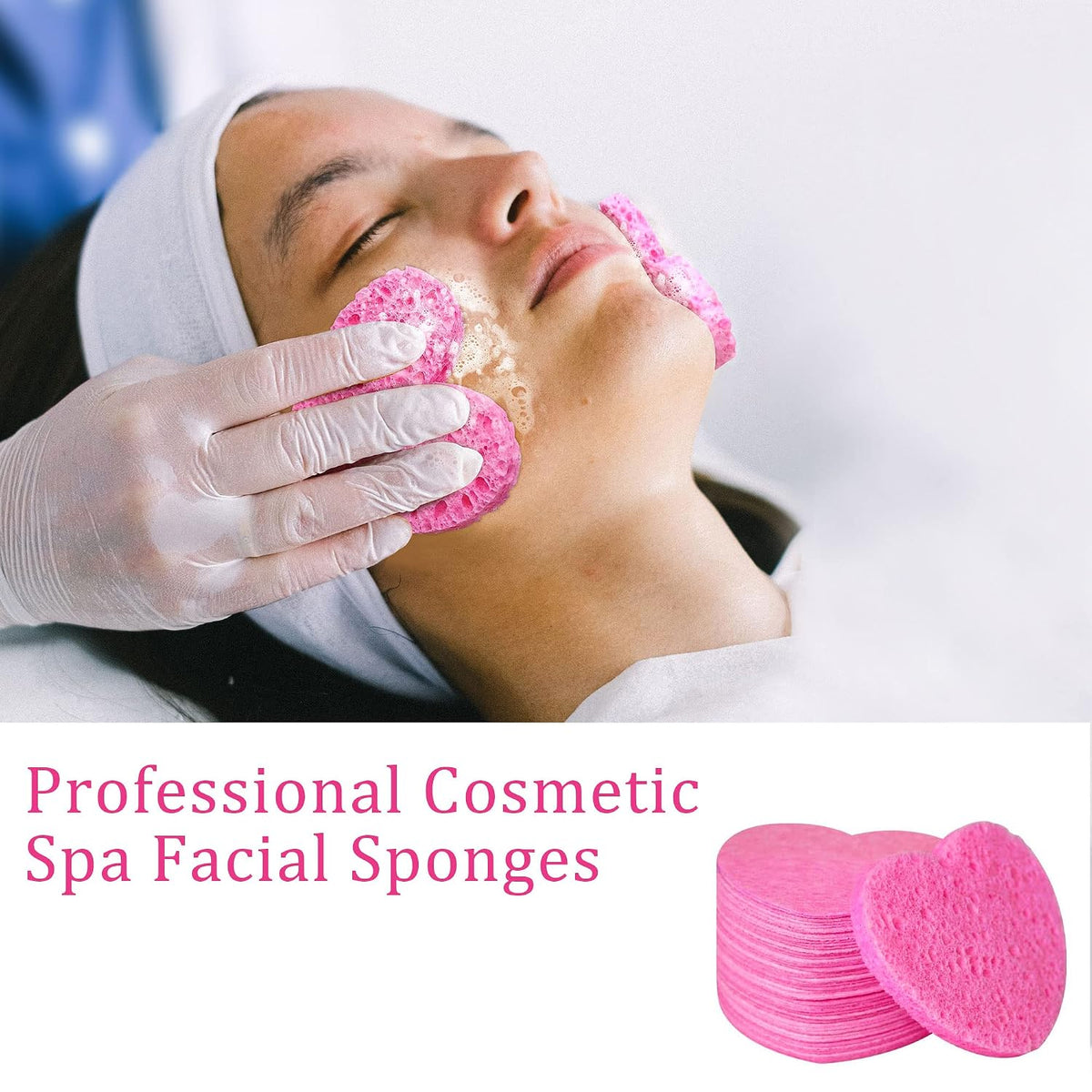 50-Count Compressed Cellulose Heart Shape Facial Sponges,Pink