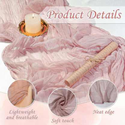 Table Runner Cheesecloth Mothers Day 10FT Boho Rustic Farmhouse Gauze for Spring Decor Cheese Cloth for Wedding Baby Shower Bridal Birthday Party Home Decorations (Light Pink, 3 Pack)