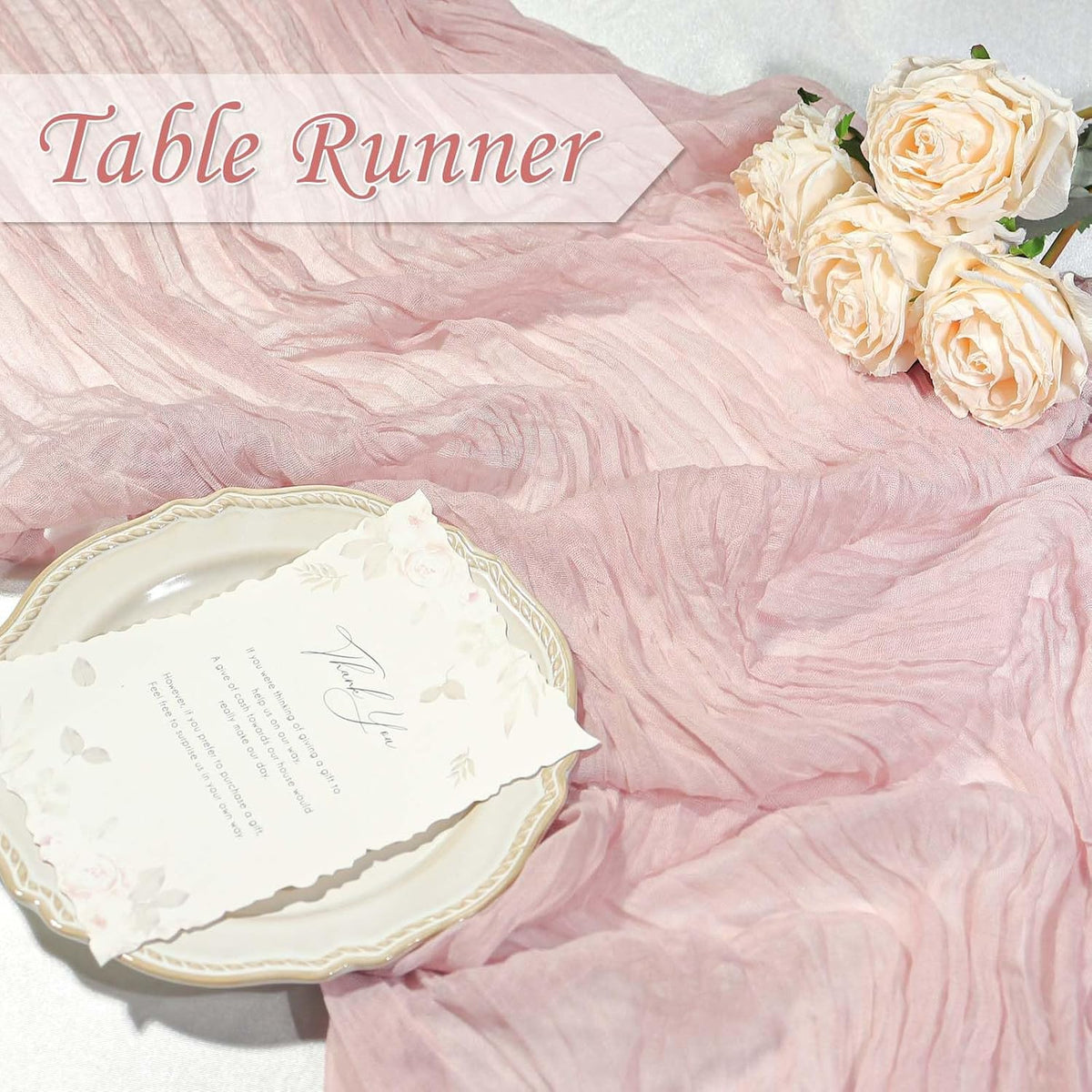 Table Runner Cheesecloth Mothers Day 10FT Boho Rustic Farmhouse Gauze for Spring Decor Cheese Cloth for Wedding Baby Shower Bridal Birthday Party Home Decorations (Light Pink, 3 Pack)