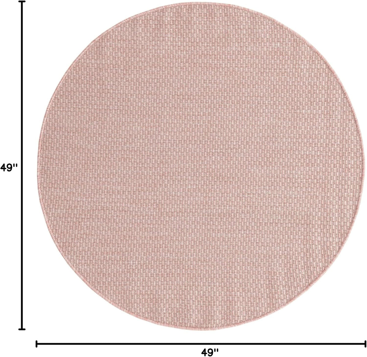 Collection Casual Transitional Solid Heathered Indoor/Outdoor Flatweave Area Rug (4' 1" Round, Whisper Pink/Ivory)