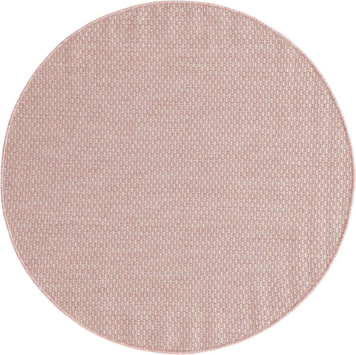 Collection Casual Transitional Solid Heathered Indoor/Outdoor Flatweave Area Rug (4' 1" Round, Whisper Pink/Ivory)