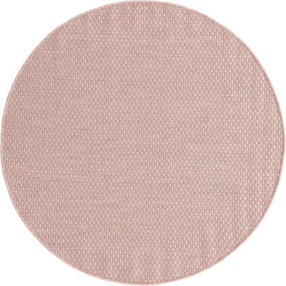 Collection Casual Transitional Solid Heathered Indoor/Outdoor Flatweave Area Rug (4' 1" Round, Whisper Pink/Ivory)