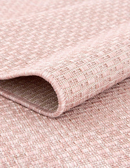 Collection Casual Transitional Solid Heathered Indoor/Outdoor Flatweave Area Rug (4' 1" Round, Whisper Pink/Ivory)