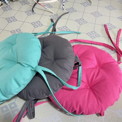 Thicken Round Stool Seat Cushion Super Soft Non Slip Chair Pads with Ties Solid Color Dining Chair Cushions (Diameter:30cm(12inch), Pink)