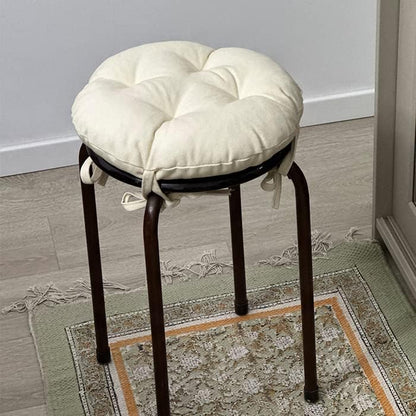 Thicken Round Stool Seat Cushion Super Soft Non Slip Chair Pads with Ties Solid Color Dining Chair Cushions (Diameter:30cm(12inch), Pink)