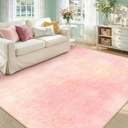 Washable 5'x7' Abstract Area Rug for Living Room Light Pink