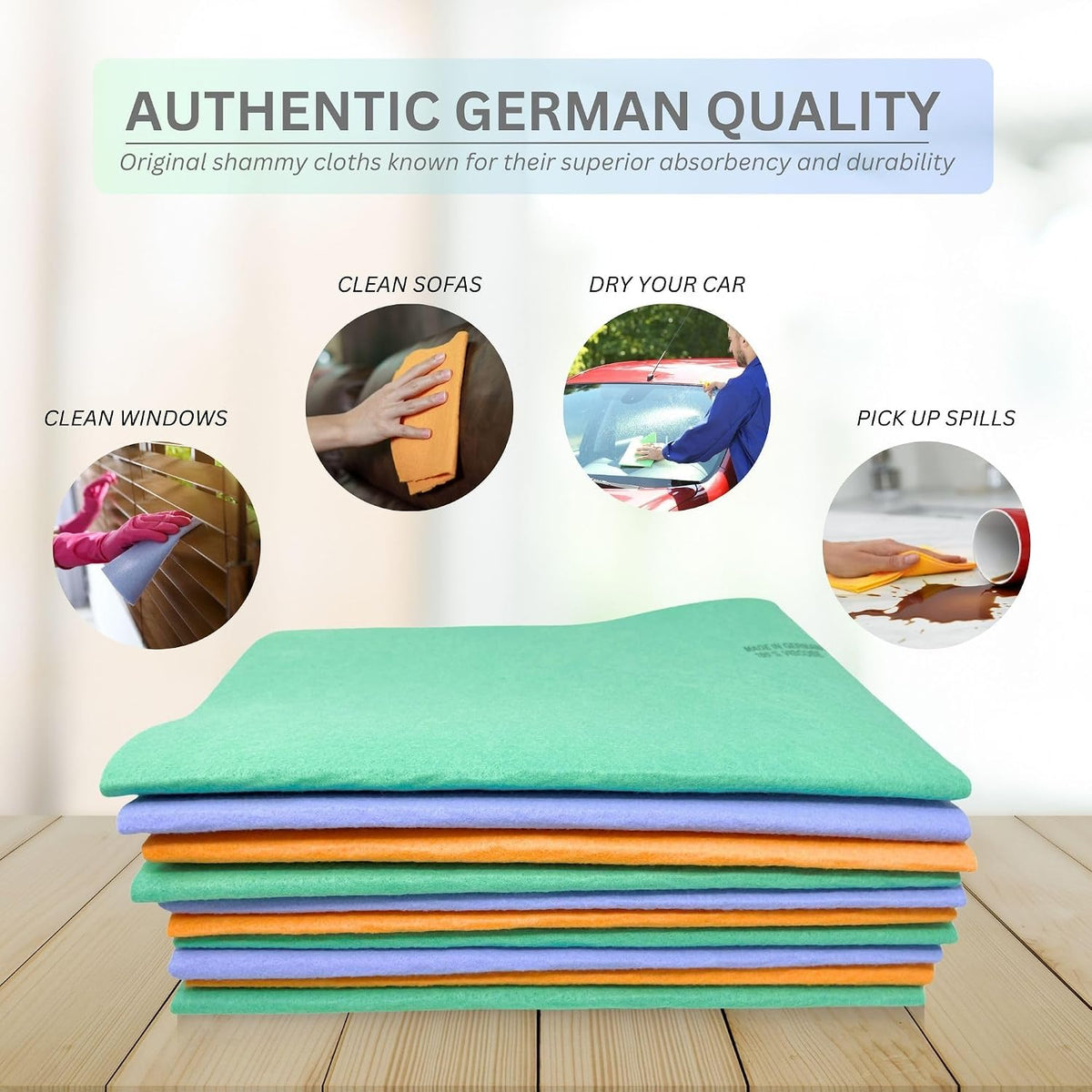 10 Pack Extra Large Original German Shammy Cloths Chamois Towels Super Absorbent for Pets, Parenting Tool Cleaning for Home and Commercial Use Wholesale Bulk (Pink)