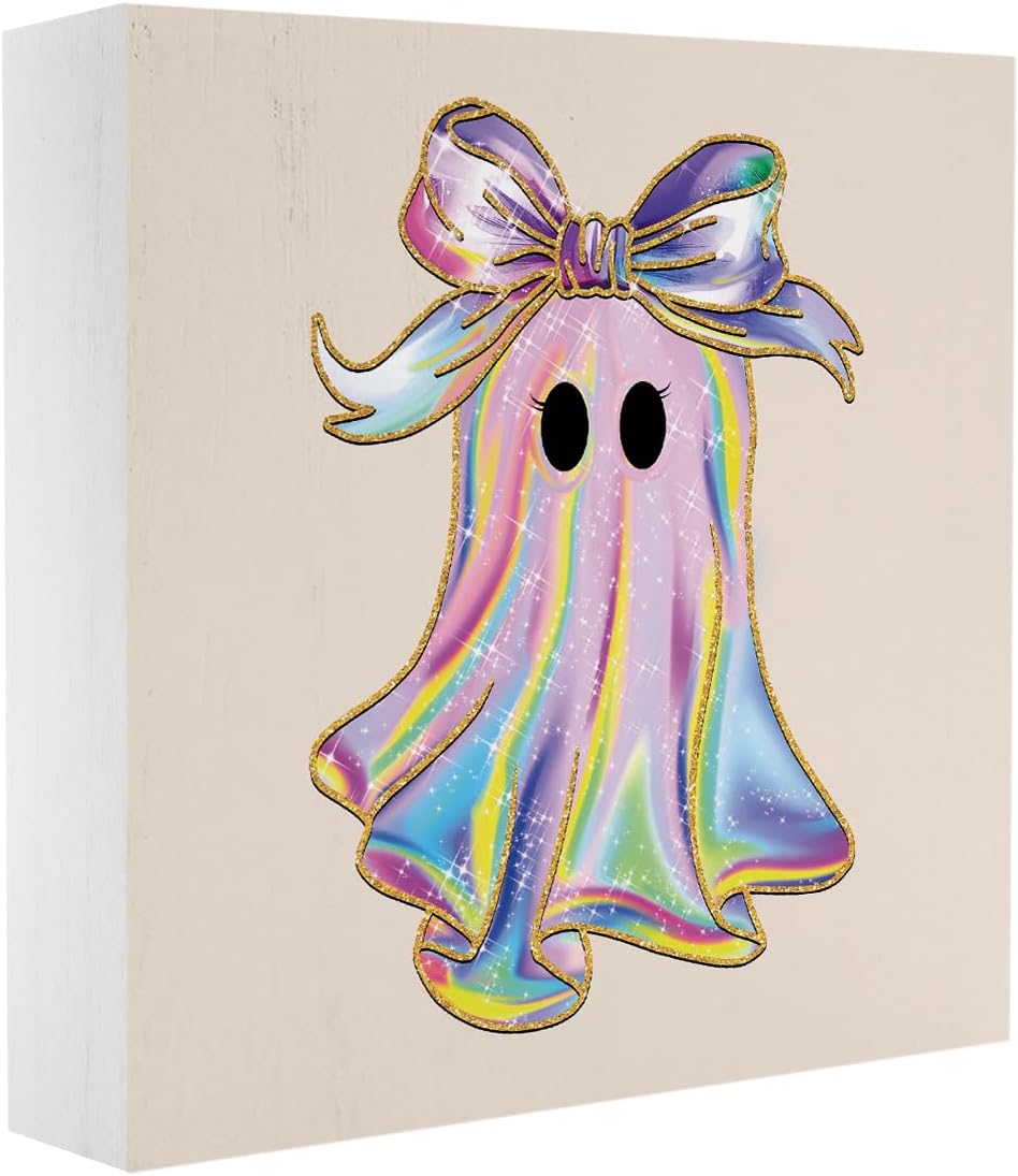 Pink Boo Ghost Halloween Decor Cute Halloween Desk Decor for Home Office Pink Boo Fall Decorations for Home 5 x 5 inches