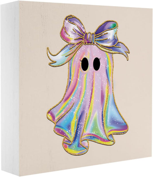 Pink Boo Ghost Halloween Decor Cute Halloween Desk Decor for Home Office Pink Boo Fall Decorations for Home 5 x 5 inches