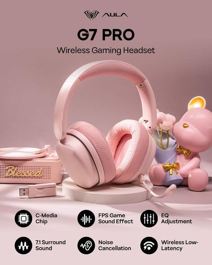 X Aula G7 Pro Wireless Gaming Headset, Dual Mode BT5.3 & 2.4GHz