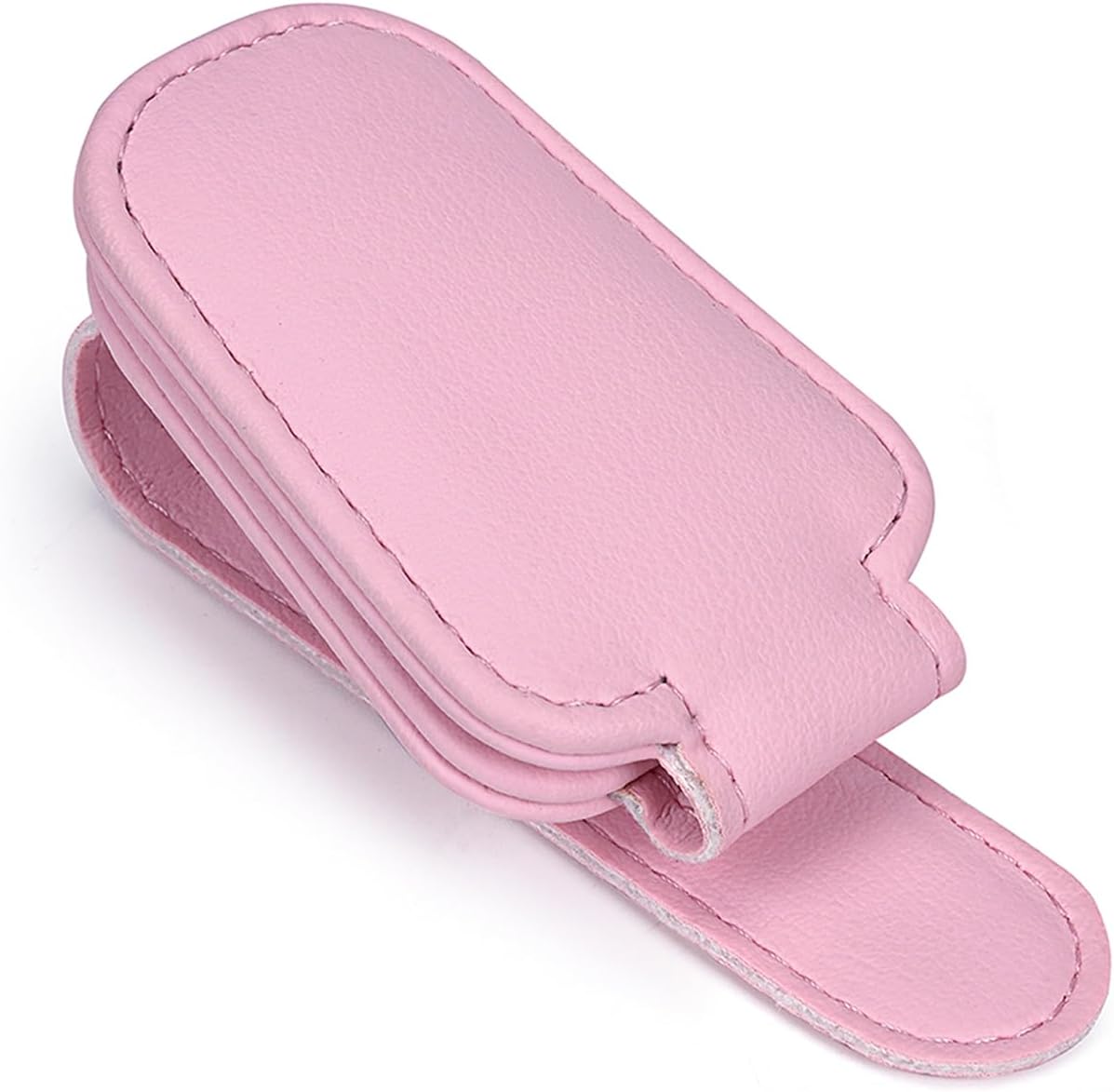 KIWEN Sunglasses Holders for Car Visor, Magnetic Leather Glasses Eyeglass Clip for Car, Ticket Card Clip Sunglasses Mount, Car Visor Accessories Gadgets (1, Pink)