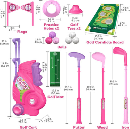 Toddler Golf Clubs Set Toy for Girls Boys 1 2 3 4 Years Old, Pink
