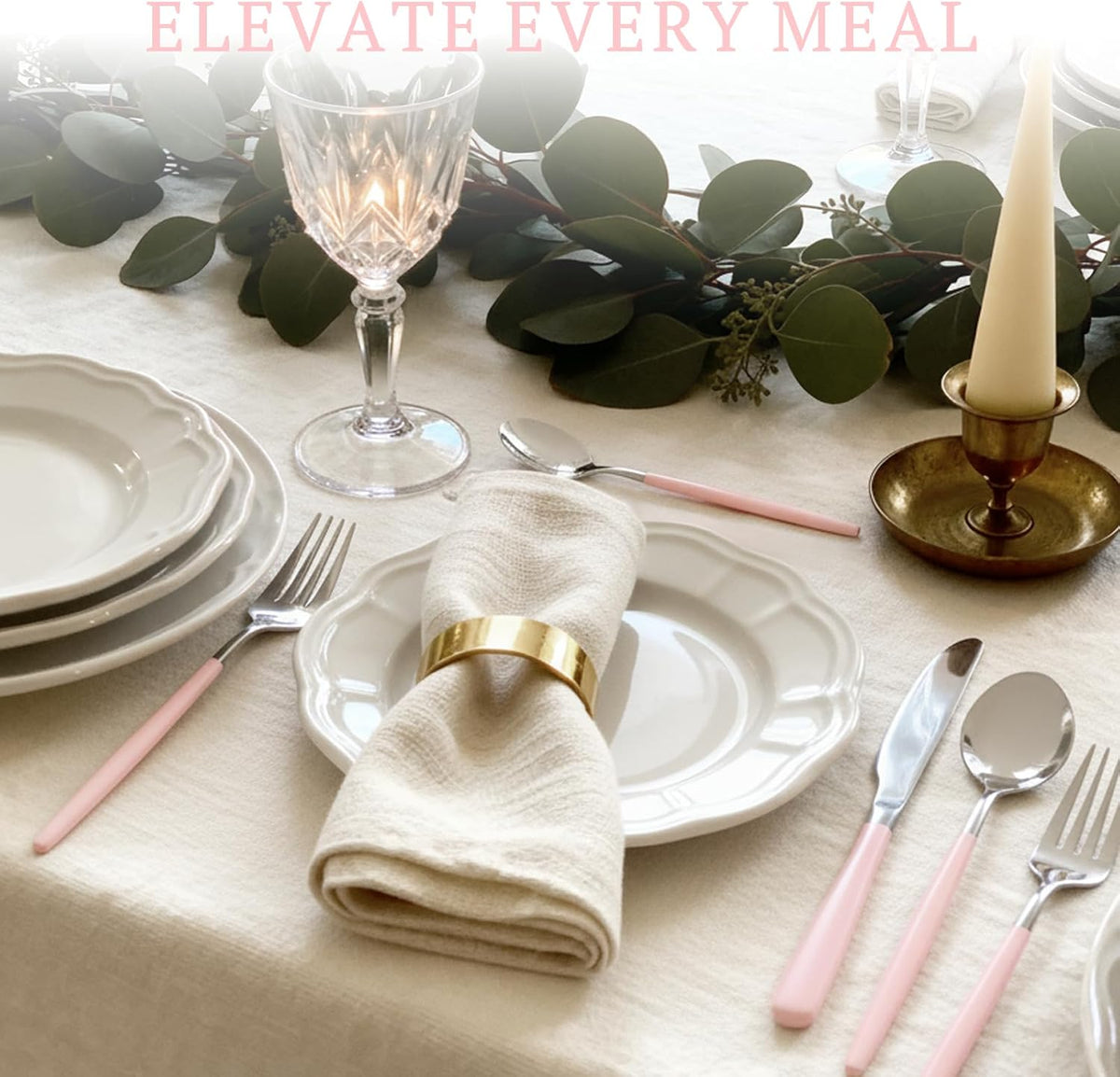 Silverware Set with Steak Knives 24-Piece Flatware Set for 4 Food-Grade Stainless Steel Pink Cutlery Set Mirror Polished Utensils Set Include Spoons and Forks for Home Kitchen Restaurant