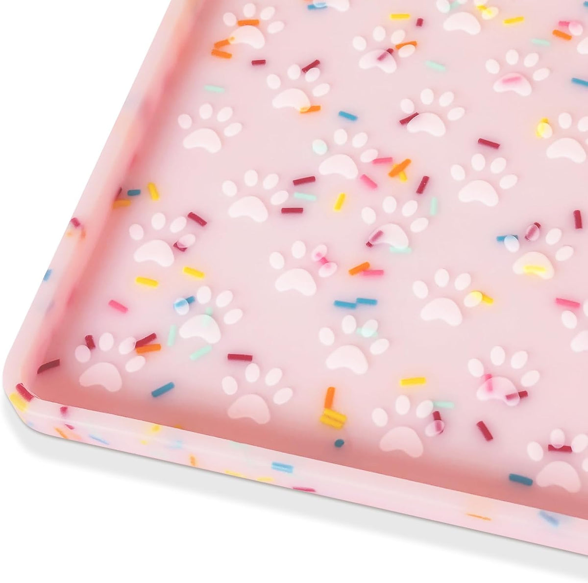 Dog Food Mat Anti-Slip Dog Bowl Mats for Food and Water, Waterproof Pet Placemat Prevents Messy Spill to Floor, Silicone Puppy Feeding Tray for Small, Medium and Large Dogs Cats, Pink