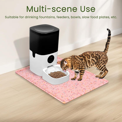 Dog Food Mat Anti-Slip Dog Bowl Mats for Food and Water, Waterproof Pet Placemat Prevents Messy Spill to Floor, Silicone Puppy Feeding Tray for Small, Medium and Large Dogs Cats, Pink