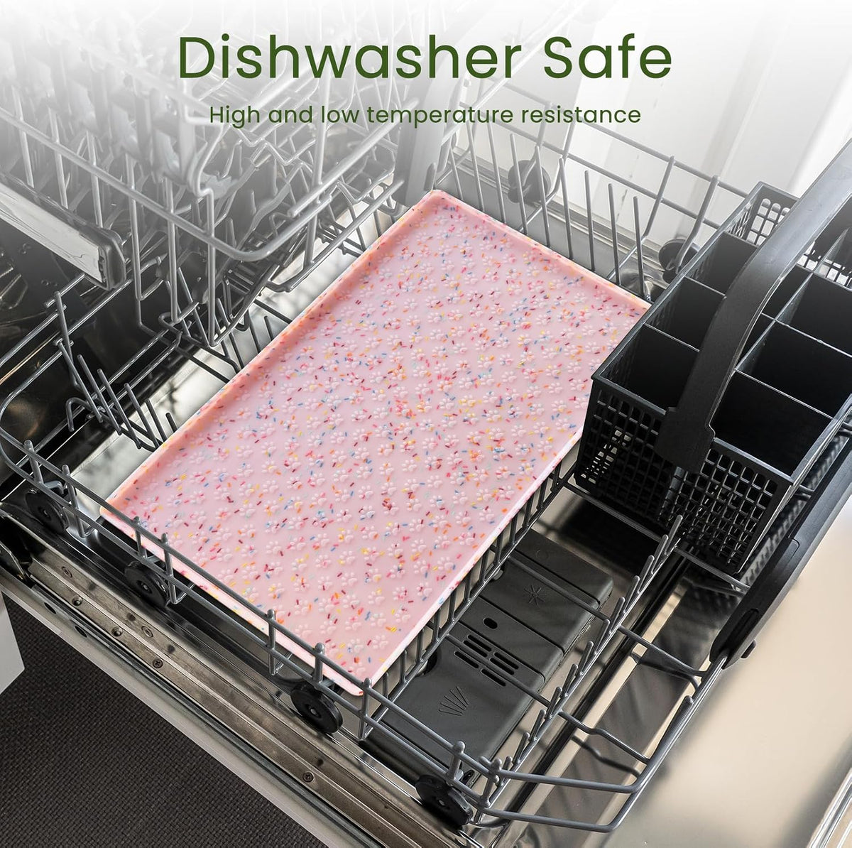 Dog Food Mat Anti-Slip Dog Bowl Mats for Food and Water, Waterproof Pet Placemat Prevents Messy Spill to Floor, Silicone Puppy Feeding Tray for Small, Medium and Large Dogs Cats, Pink