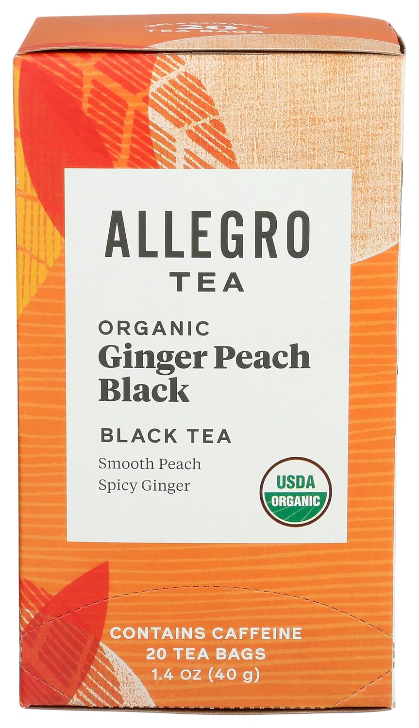 Tea, Organic Ginger Peach Black Tea Bags, 20 ct