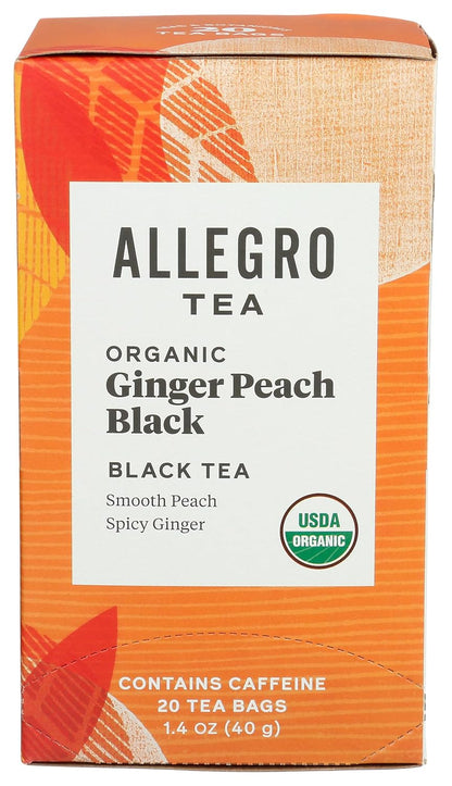 Tea, Organic Ginger Peach Black Tea Bags, 20 ct