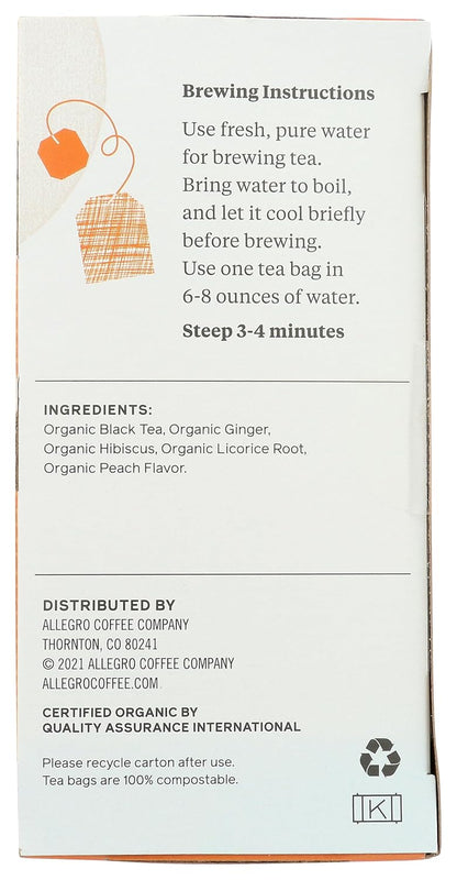 Tea, Organic Ginger Peach Black Tea Bags, 20 ct