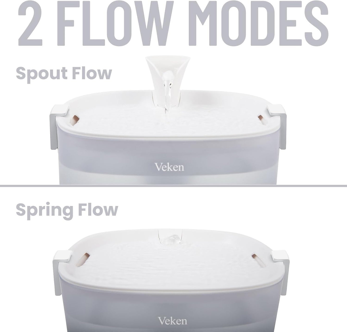 Veken Cat Water Fountain with Detachable Tank & Secure Clips, Easy to Clean & Assemble, 85oz/2.5L Pet Drinking Dispenser with Quiet Operation & LED Light, Cats, Dogs and Small Pets, White