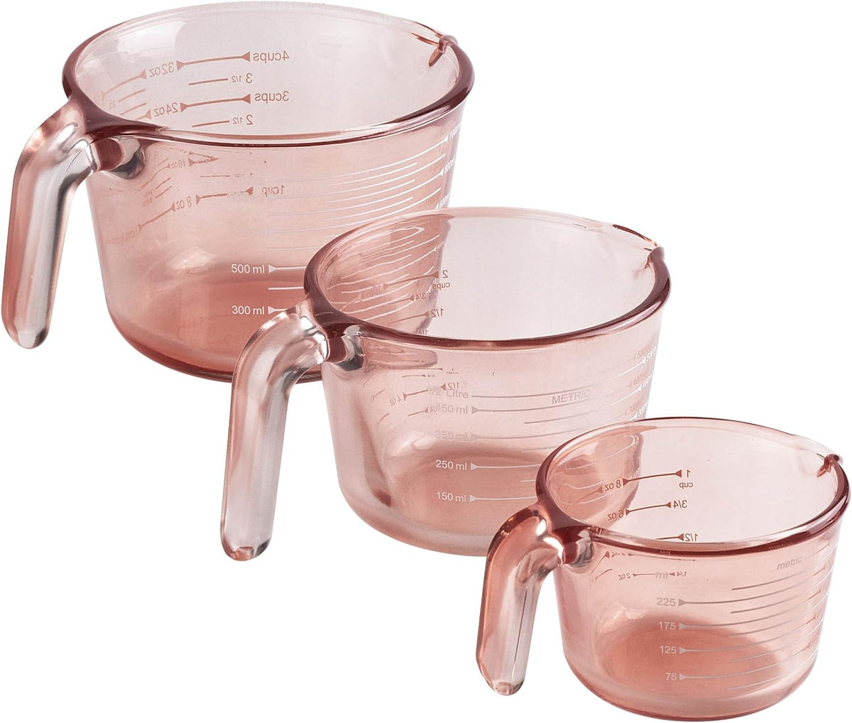 Glass Measuring Cups - Ideal for Cooking and Baking, Pink