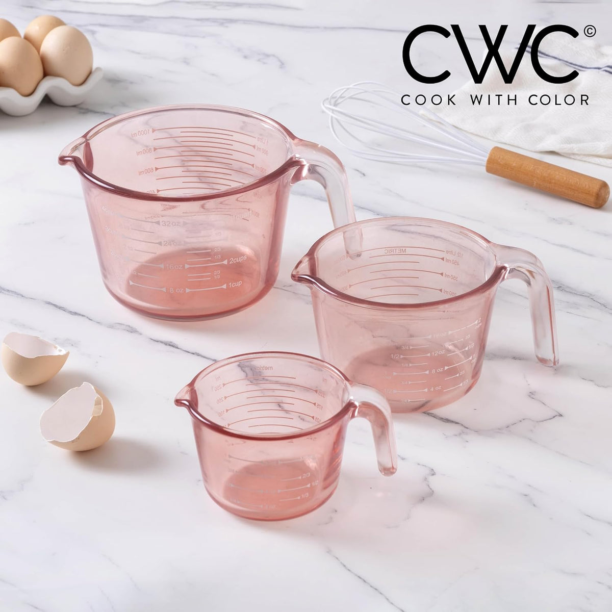 Glass Measuring Cups - Ideal for Cooking and Baking, Pink