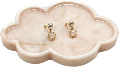 Natural Marble Tray Cloud Shape Vanity Trays, Jewelry Trays Holder Dish for Bathroom Countertop Home Decor Gift Orange Pink