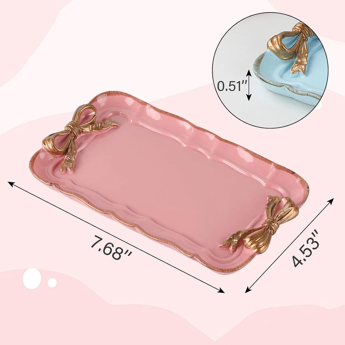 Resin Aesthetic Room Décor Pink Jewelry Tray Cute Home Decor Aesthetic Trays for Decor Girly Room Décor