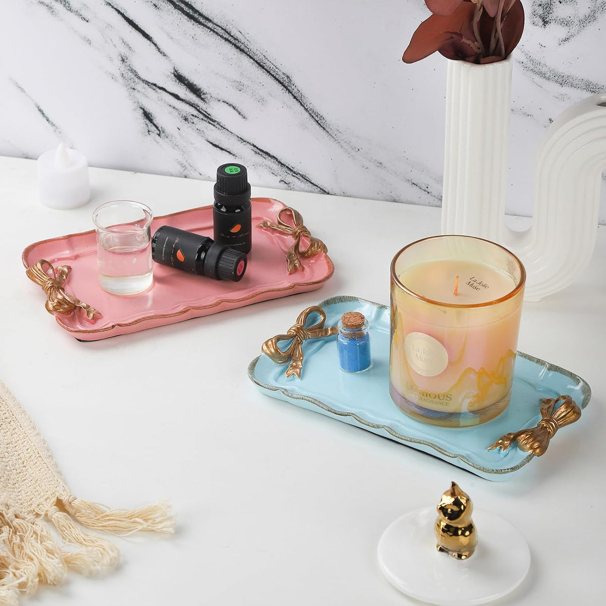 Resin Aesthetic Room Décor Pink Jewelry Tray Cute Home Decor Aesthetic Trays for Decor Girly Room Décor