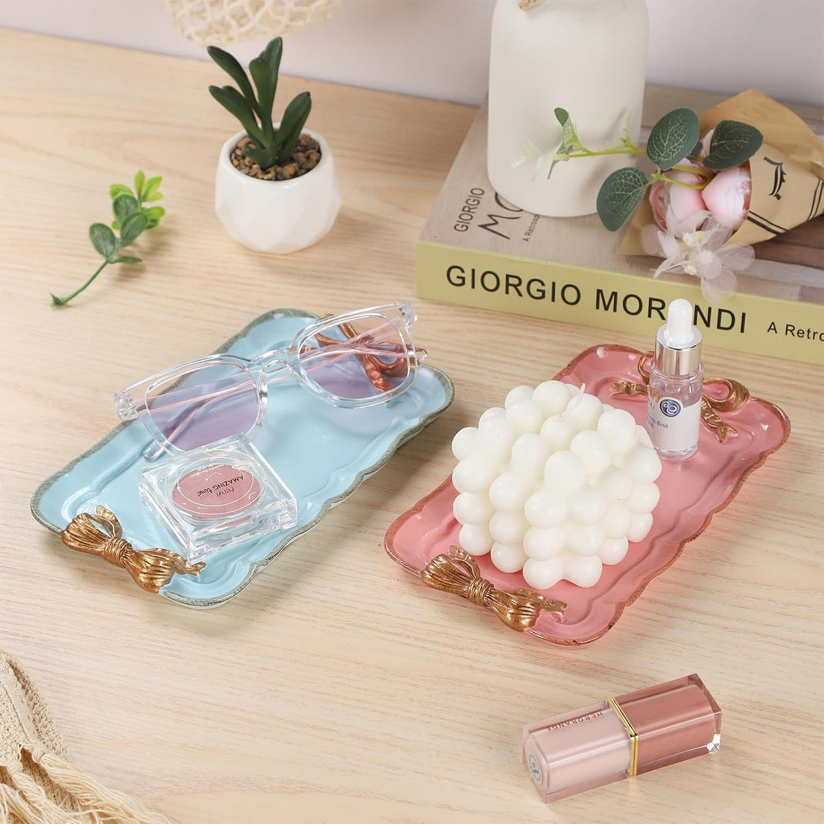 Resin Aesthetic Room Décor Pink Jewelry Tray Cute Home Decor Aesthetic Trays for Decor Girly Room Décor