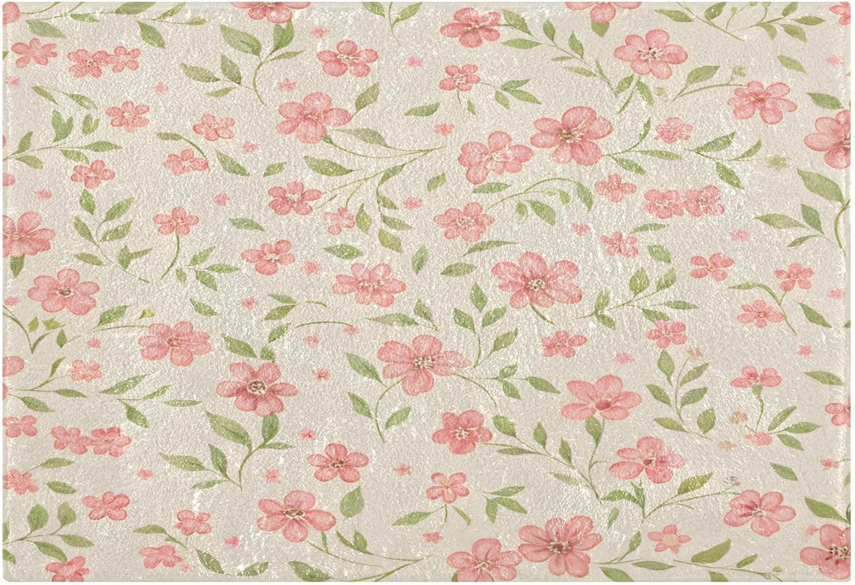 Watercolor Flowers Pink Bathroom Mat Rug 24" x 16" Non Slip Super Absorbent Quick Dry Bath Mats for Bathtub Fluffy Rugs