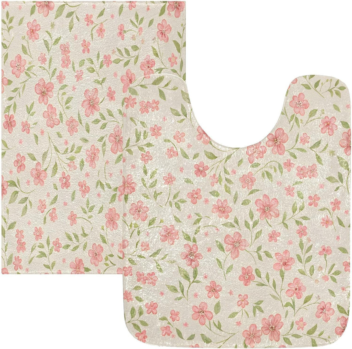 Watercolor Flowers Pink Bathroom Mat Rug 24" x 16" Non Slip Super Absorbent Quick Dry Bath Mats for Bathtub Fluffy Rugs