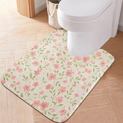 Watercolor Flowers Pink Bathroom Mat Rug 24" x 16" Non Slip Super Absorbent Quick Dry Bath Mats for Bathtub Fluffy Rugs