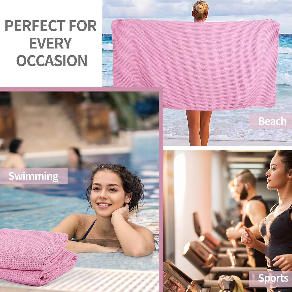 New Microfiber Waffle Bath Towels, 2 Pieces, Oversized, Soft, Absorbent, Fast Drying, Lint Free 430 GSM (30''x60''/76cm x 152cm)