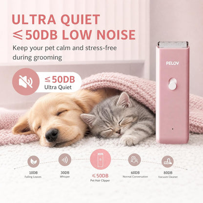 Quiet Dog Clipper Pet Grooming Kit for Thick Hair &Skin-Safe Blade