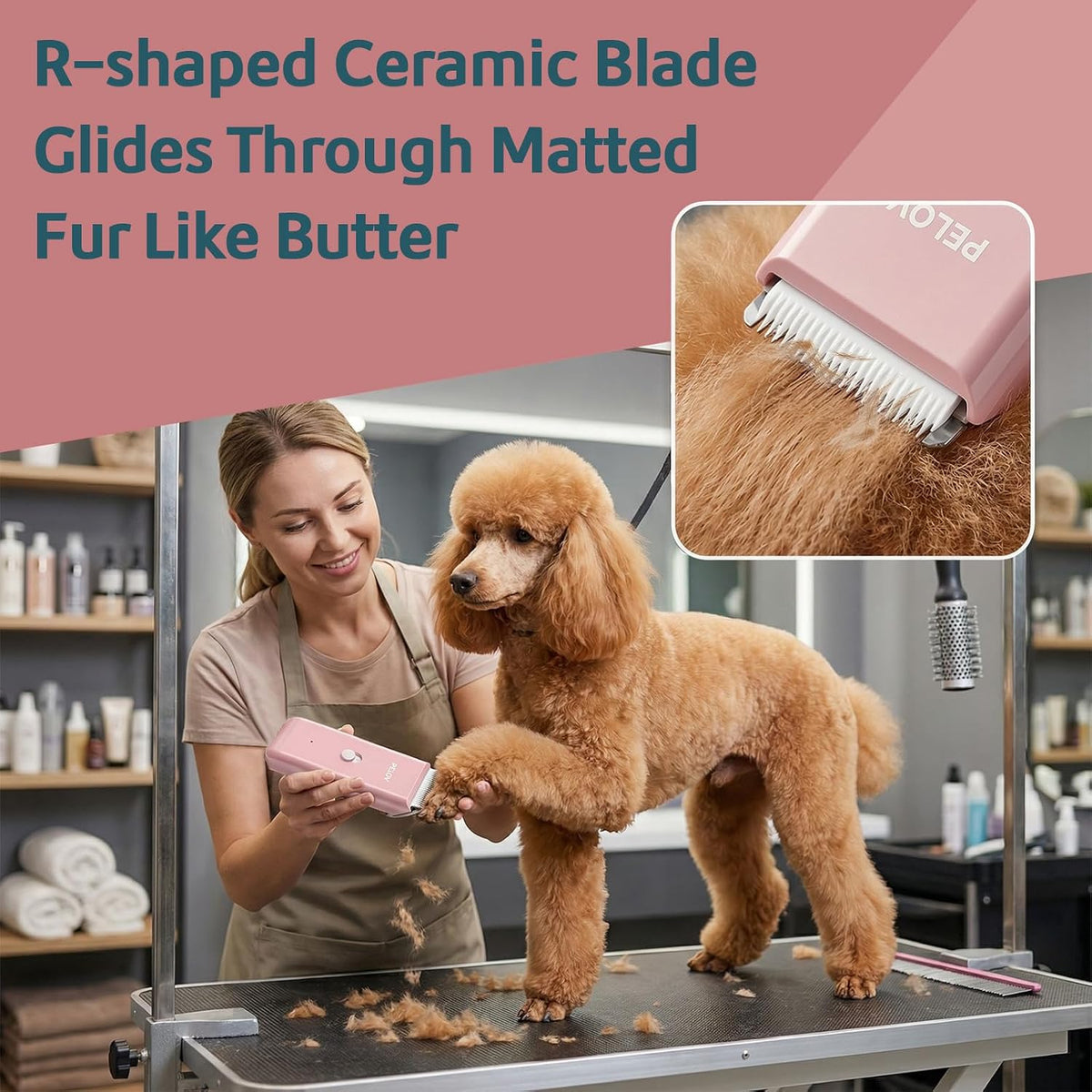 Quiet Dog Clipper Pet Grooming Kit for Thick Hair &Skin-Safe Blade