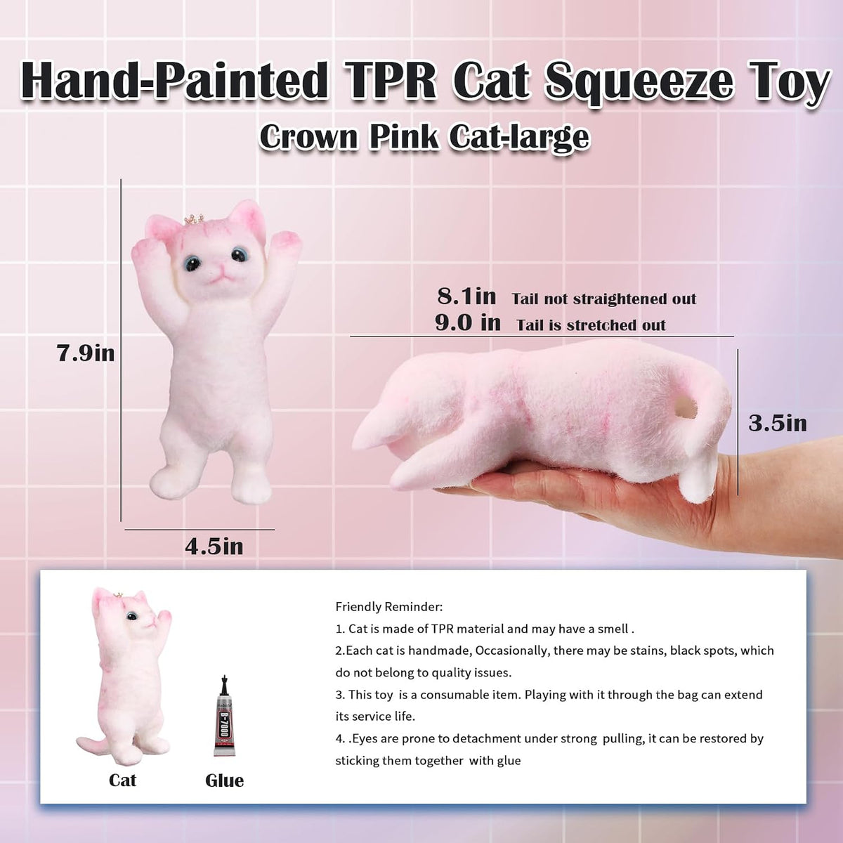 Large Hand Painted Squishy Squeeze Cat, Stress Relief Fidget Toys（HGFD）
