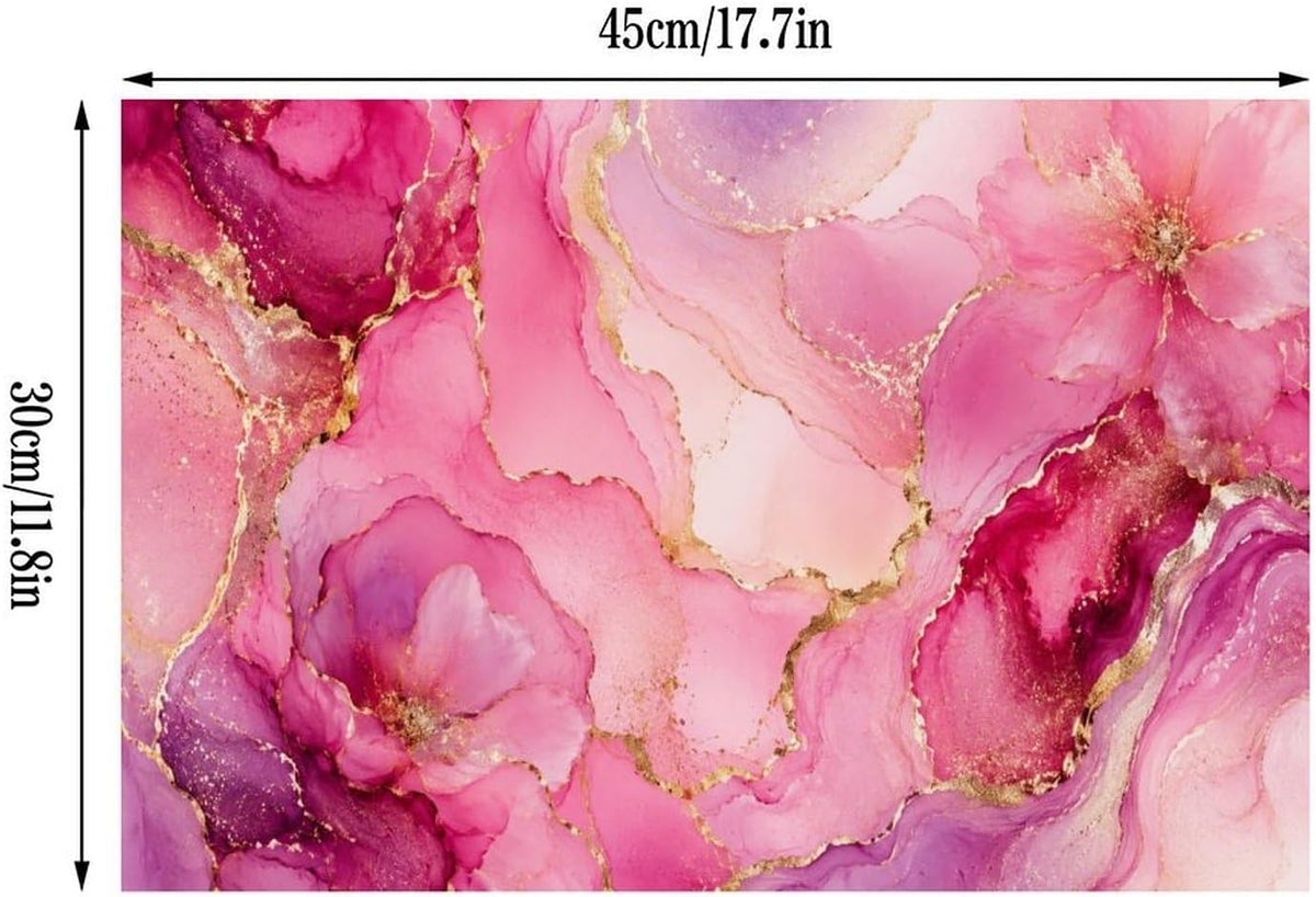 Ethereal Pink and Gold Marbled Dream Linen Placemat Washable Table Mat for Dining Kitchen Heat Resistant 12"x18"
