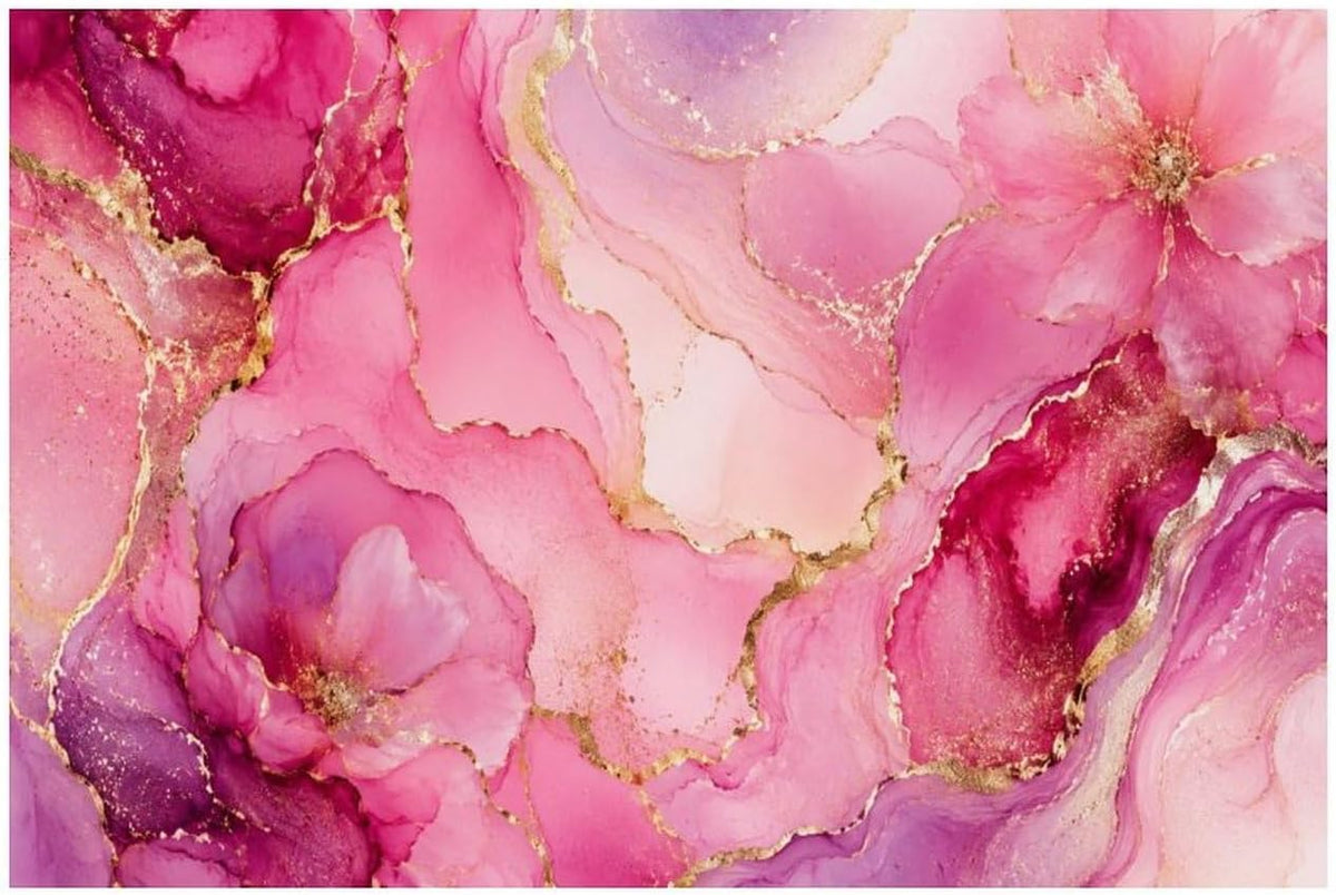 Ethereal Pink and Gold Marbled Dream Linen Placemat Washable Table Mat for Dining Kitchen Heat Resistant 12"x18"