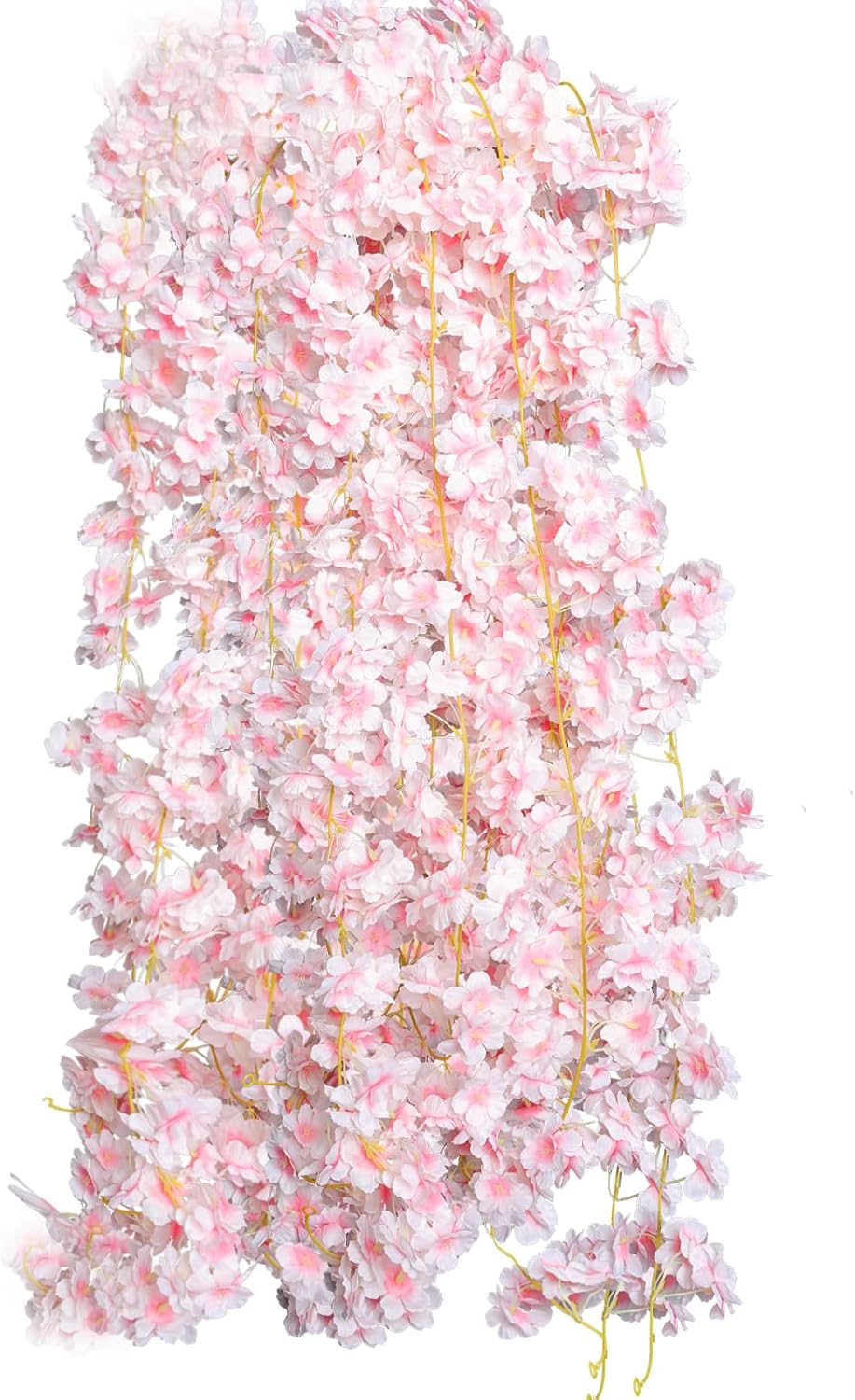 4pcs 23.6 ft Artificial Cherry Blossoms Garland Pink Fake Vines Hanging Silk Cherry Blossom Sakura Vine for Outdoor Wedding Party Home Decor