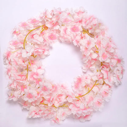 4pcs 23.6 ft Artificial Cherry Blossoms Garland Pink Fake Vines Hanging Silk Cherry Blossom Sakura Vine for Outdoor Wedding Party Home Decor