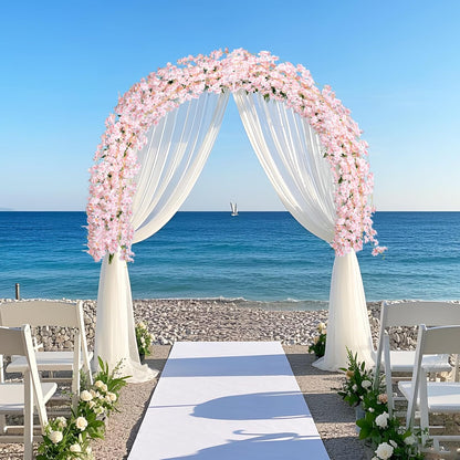 4pcs 23.6 ft Artificial Cherry Blossoms Garland Pink Fake Vines Hanging Silk Cherry Blossom Sakura Vine for Outdoor Wedding Party Home Decor