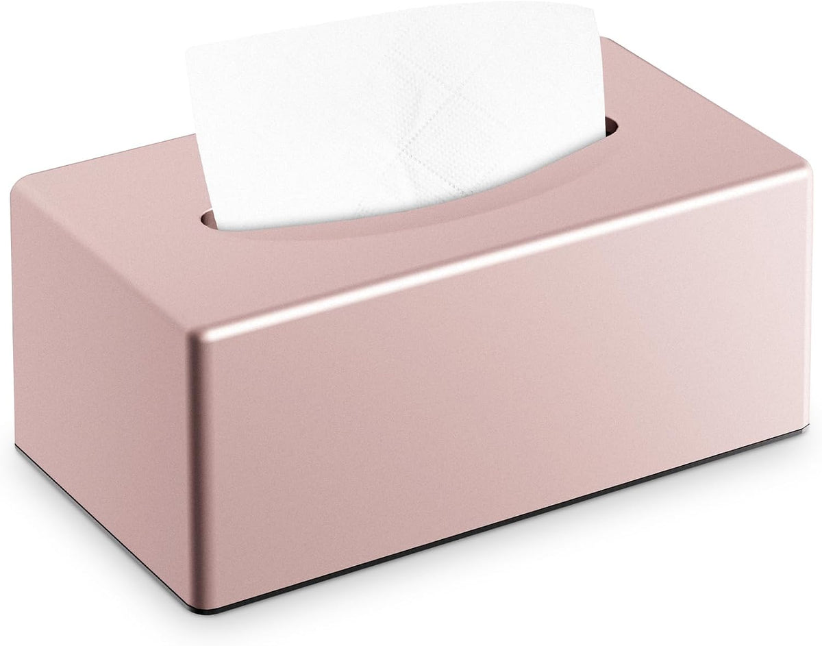 Y-in Hand Tissue Box Cover, Rectangular Facial Tissue Holder with Bottom, Decorative Storage Box for Bathroom Vanity, Toilet Tank, Car, Dressers, Night Stand, Rv, Parlors and Offices - Pink