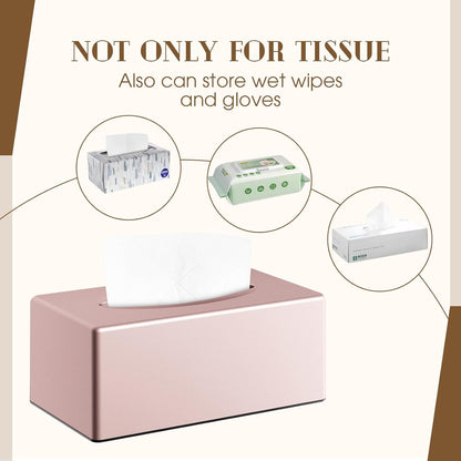Y-in Hand Tissue Box Cover, Rectangular Facial Tissue Holder with Bottom, Decorative Storage Box for Bathroom Vanity, Toilet Tank, Car, Dressers, Night Stand, Rv, Parlors and Offices - Pink