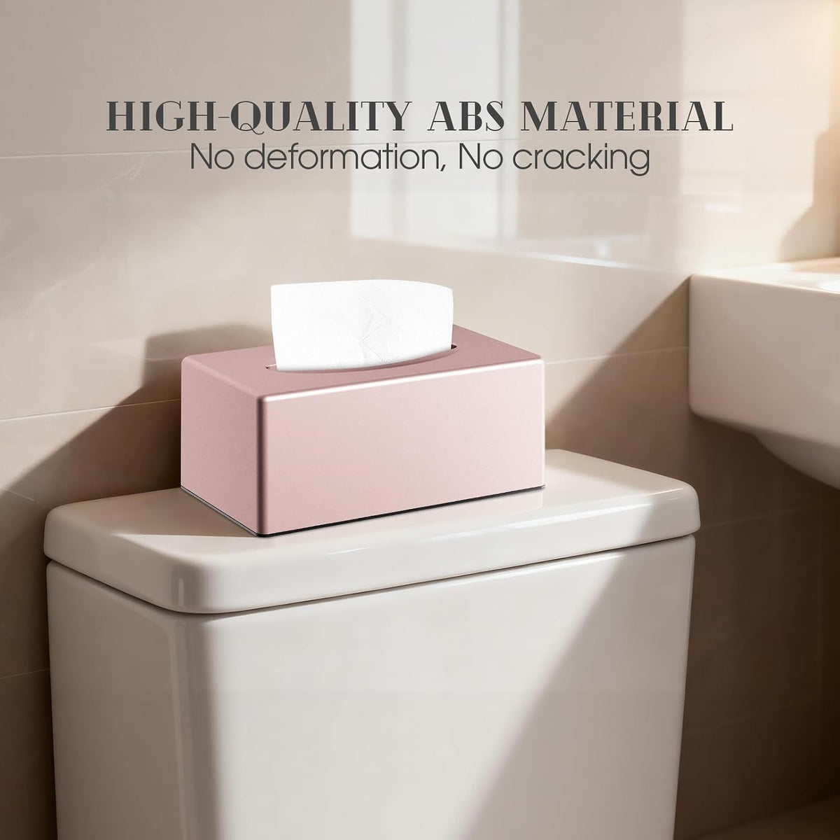 Y-in Hand Tissue Box Cover, Rectangular Facial Tissue Holder with Bottom, Decorative Storage Box for Bathroom Vanity, Toilet Tank, Car, Dressers, Night Stand, Rv, Parlors and Offices - Pink