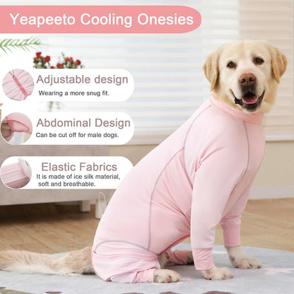 Dog Sun Protection Cooling Suit UPF 50+, Quick-Dry Breathable Jumpsuit for Large & Medium Dogs, Outdoor Dirt-Resistant Shedding Control Pet Apparel (Blush Pink, 2X-Large)