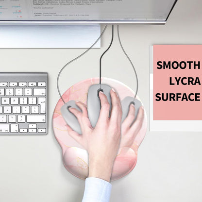 eulps Mouse Pad with Wrist Rest, Comfortable Computer Mousepad with Gel Wrist Support Smooth Surface and Non-Slip PU Base for Pain Relief, Laptop, Office & Home (Pink Marble)