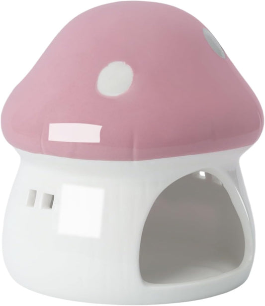 Large Pink Ceramic Mushroom Hideout, Aquarium Fish‑Tank Cave Ornament