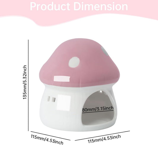 Large Pink Ceramic Mushroom Hideout, Aquarium Fish‑Tank Cave Ornament