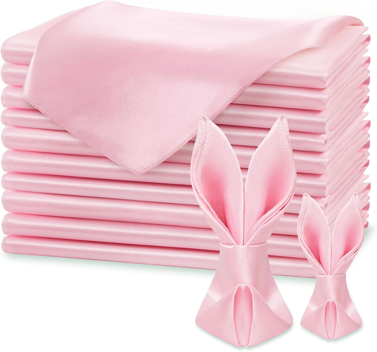 12 Pcs Light Pink Silky Satin Napkins 17" x 17" for Wedding Party